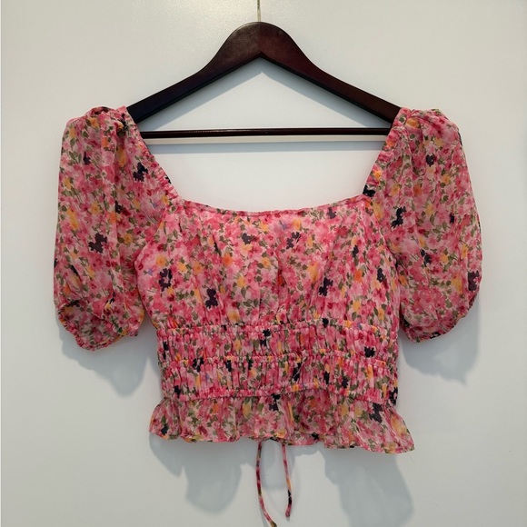 Astr Pink Floral Women's Cropped Top - Picture 5 of 5